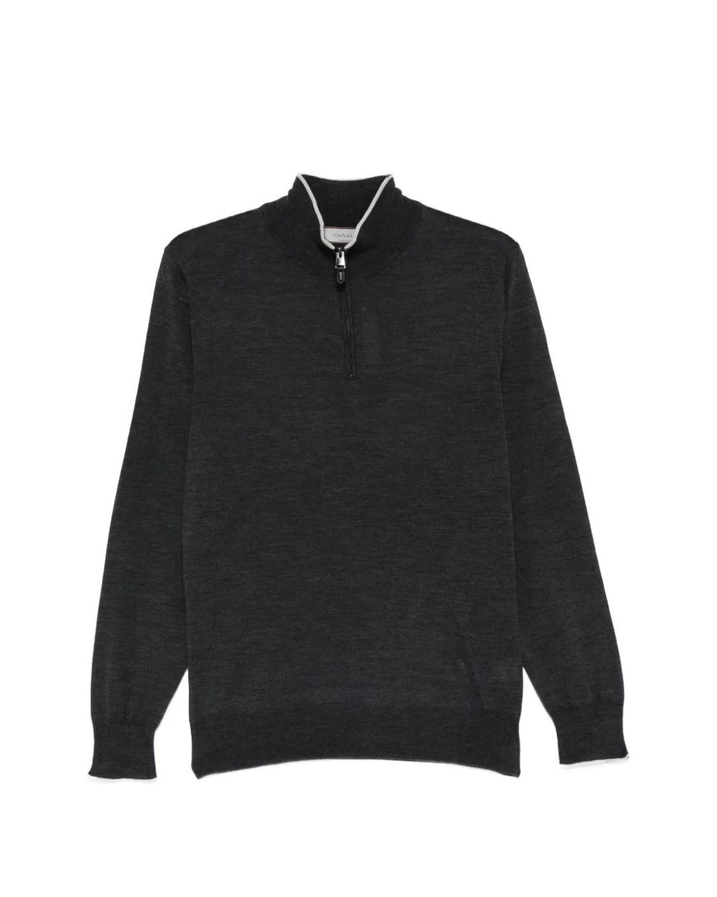 Canali Black Zip-Fastening Sweater for men