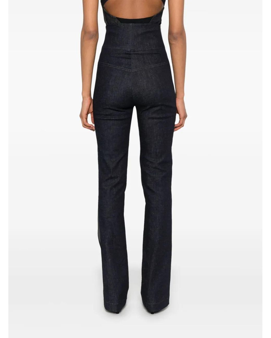 MITILIANE COUTURE Blue Leather-Trim Jeans