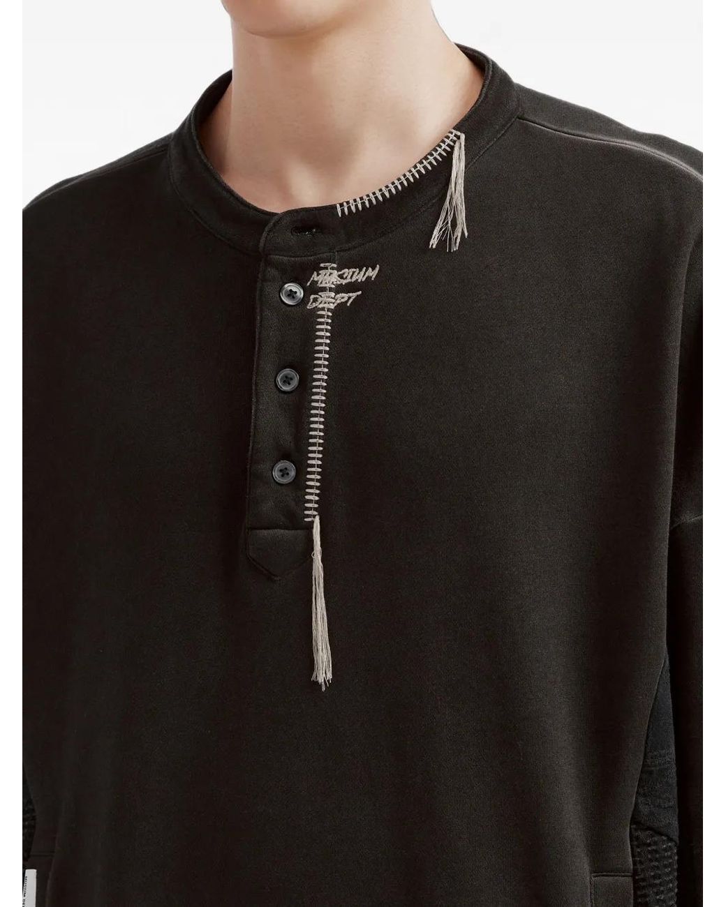 Musium Div. Black Embroidered Panelled Sweatshirt for men