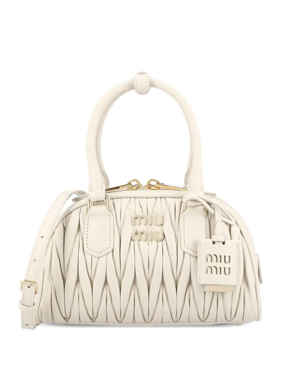 Miu Miu Natural Matelassé Logo-Detail Bag
