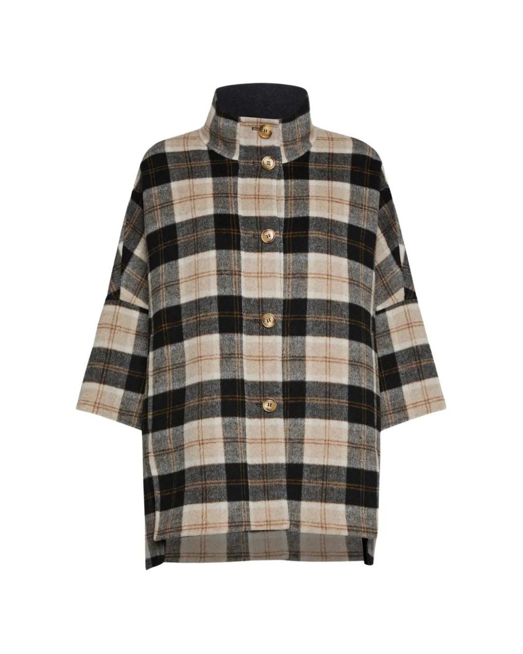 Elena Miro Gray Double Check Cape