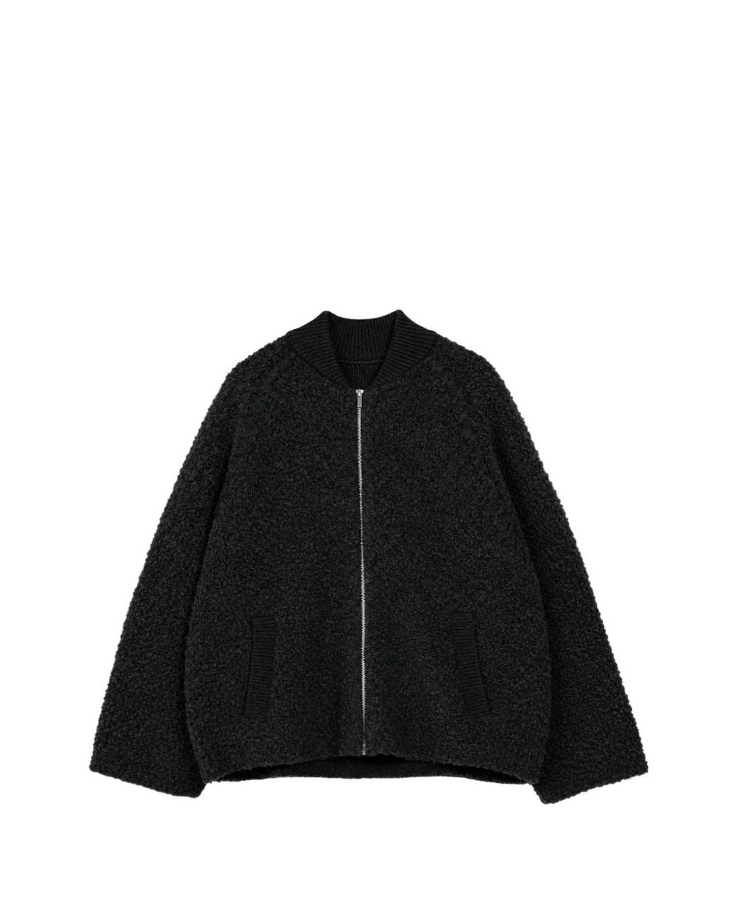 Vera Wang Black Bouclé Zip-Up Jacket