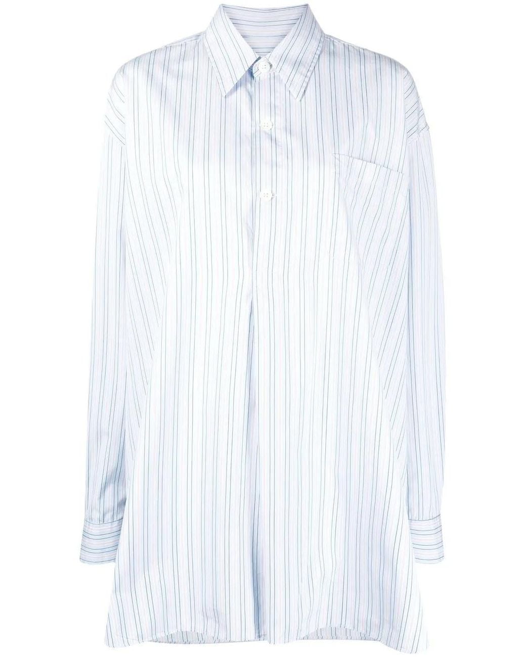 Our Legacy White Striped Oversized Long-Sleeve Shirt