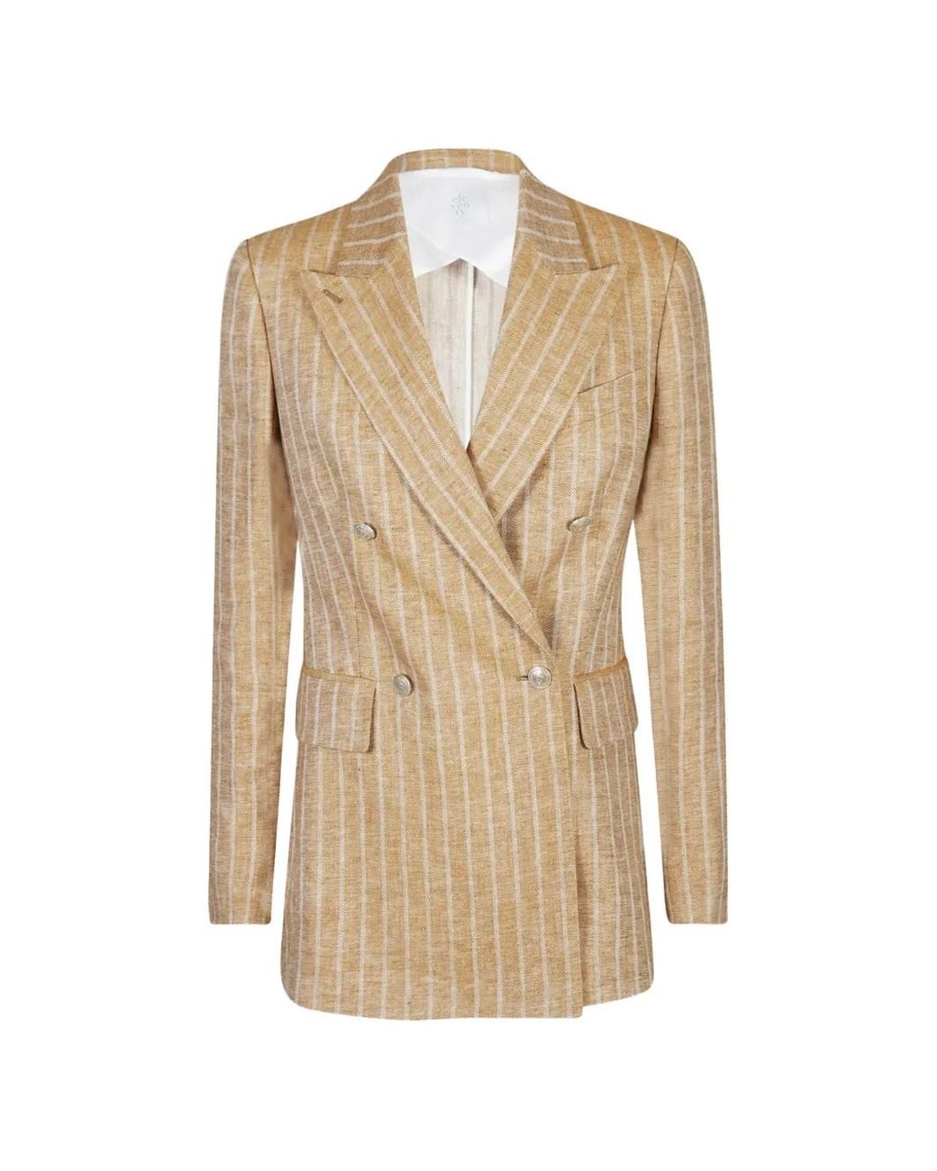 Eleventy Gestreepte Blazer in het Natural
