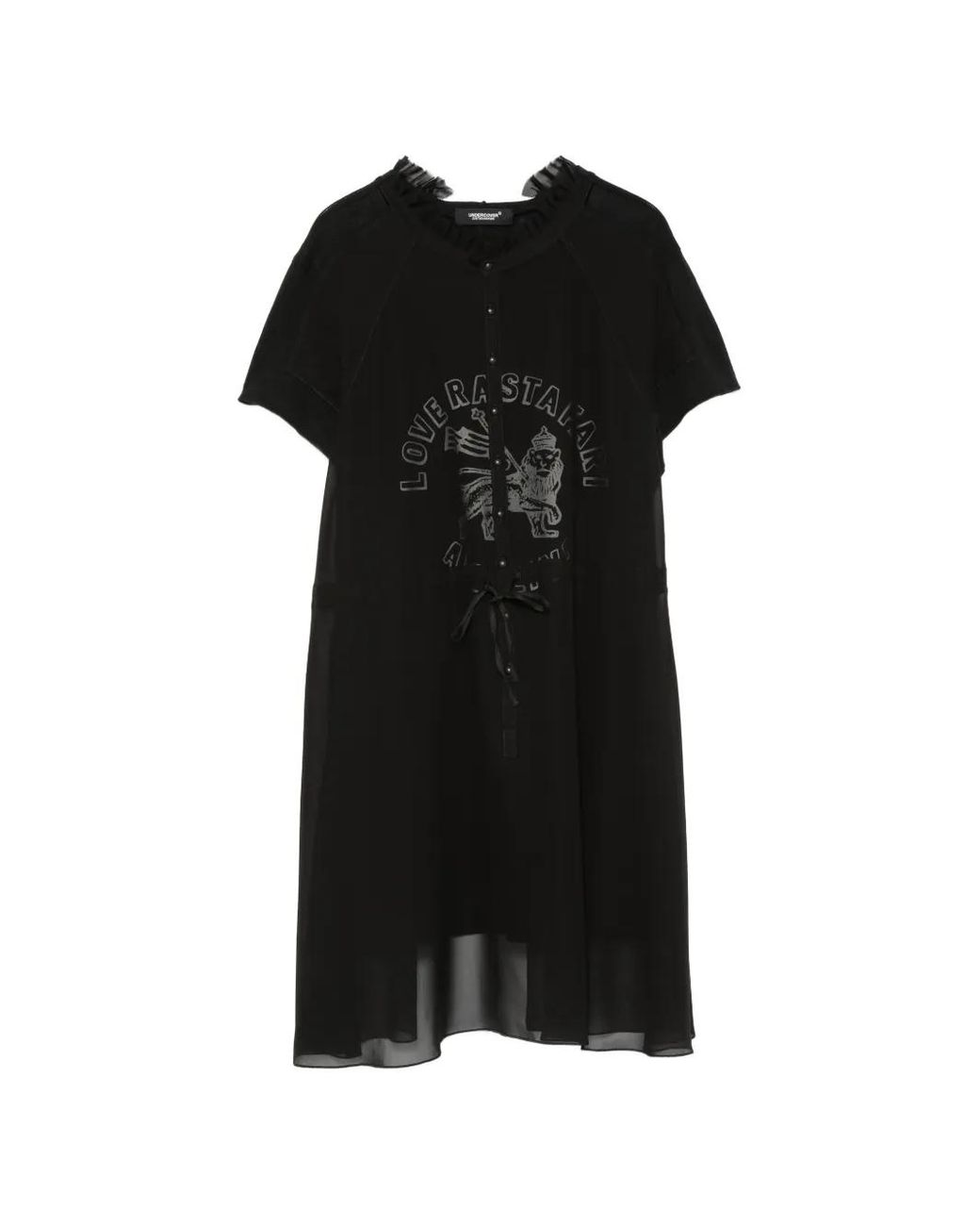 Undercover Black Graphic-Print Ruffled Mini Dress
