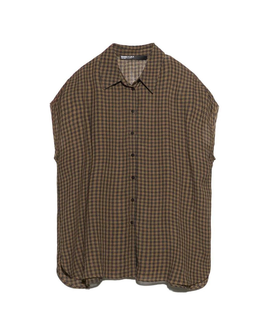 Bimba Y Lola Brown Checked Dropped-Shoulder Shirt