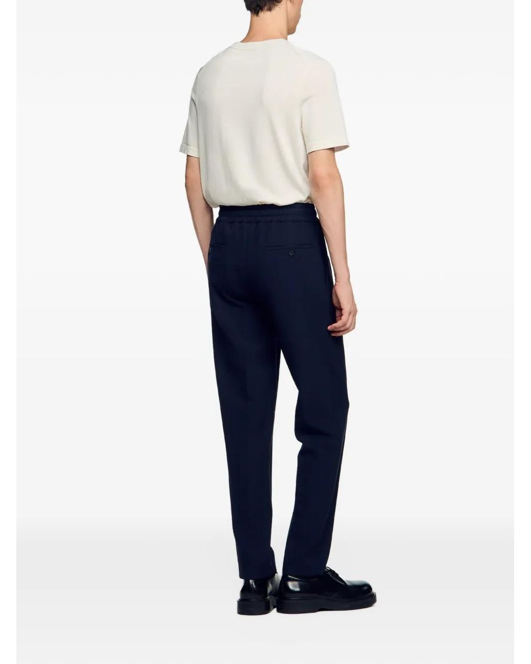 Sandro Blue Elasticated Straight-Leg Trousers for men