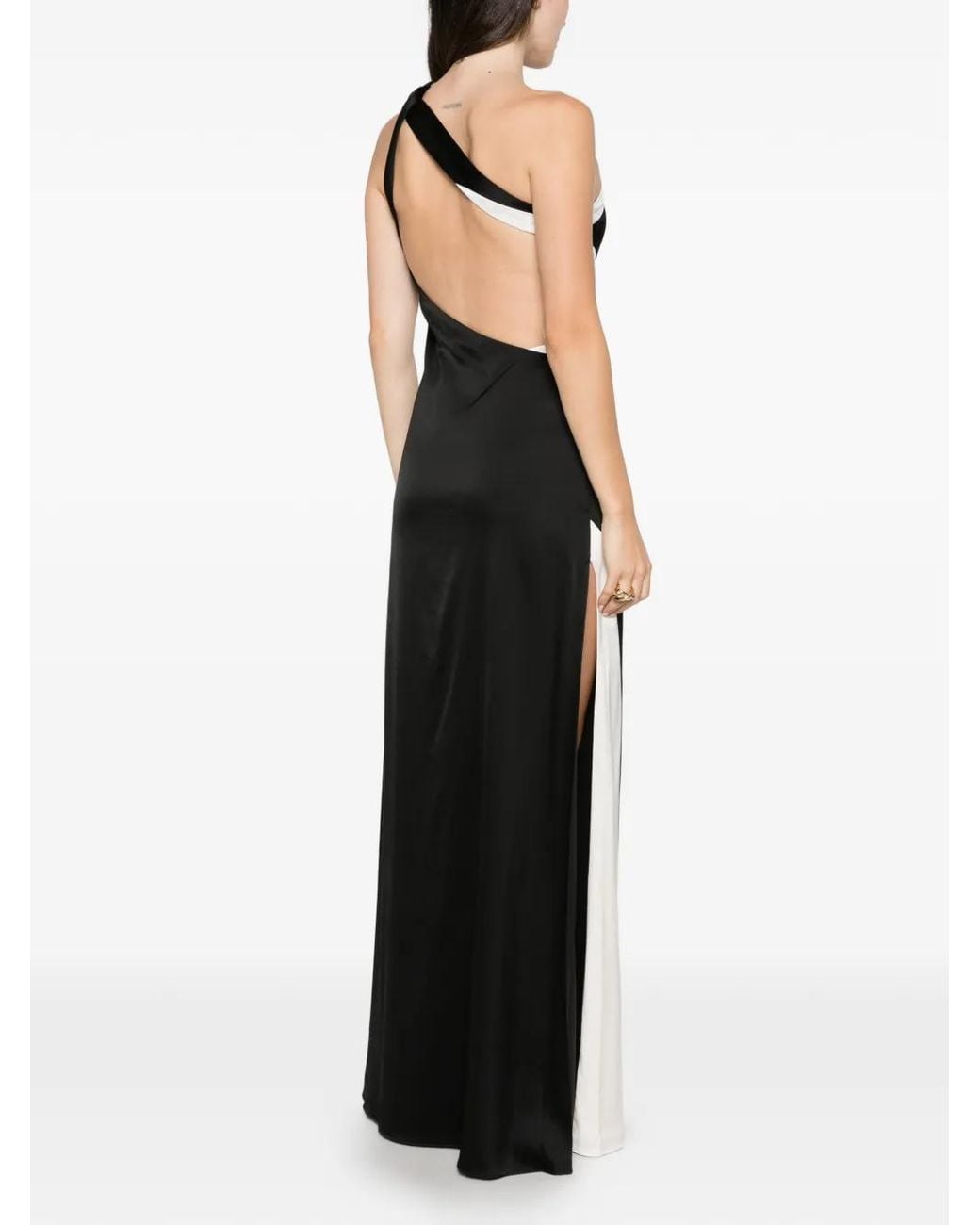 Alice + Olivia Black Gwendolyn Asymmetric Cutout Maxi Dress