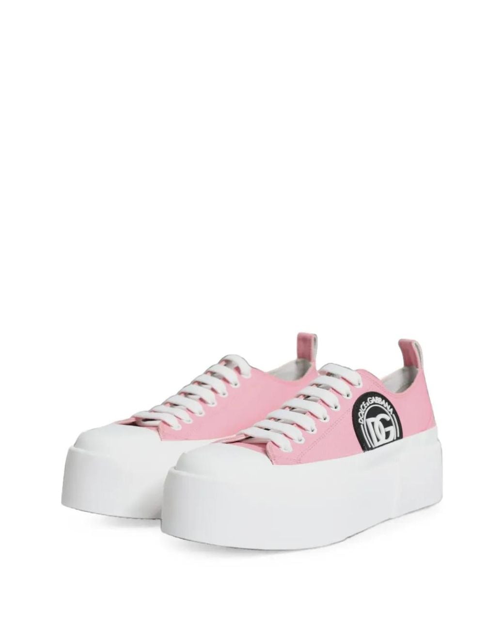 Dolce & Gabbana Pink Logo-Patch Platform Sneakers