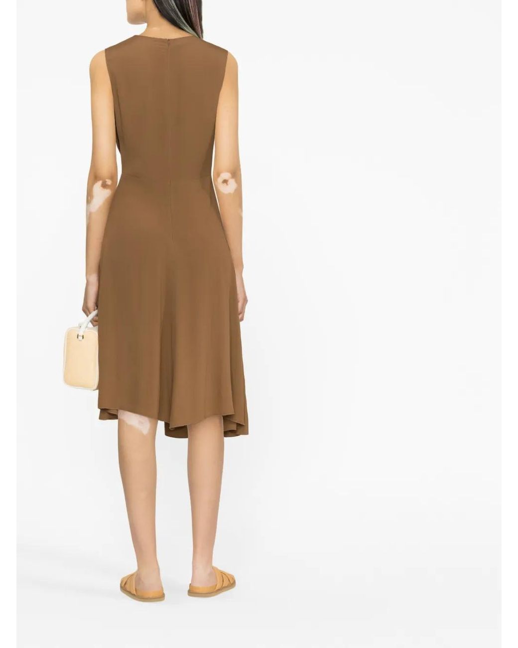 Blanca Vita Natural Gathered-Detail Sleeveless Dress