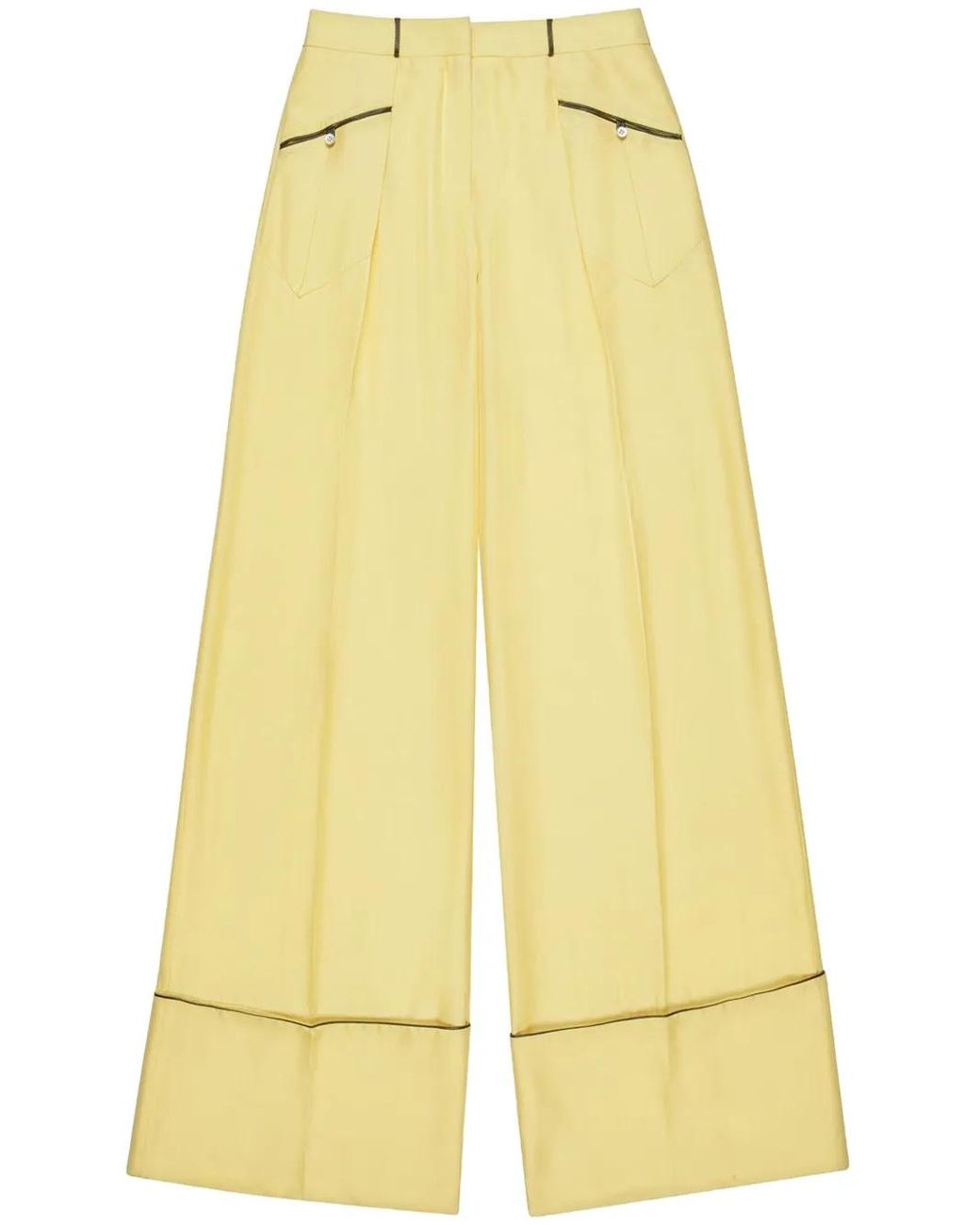 Bally Yellow Silk Tailored Trousers