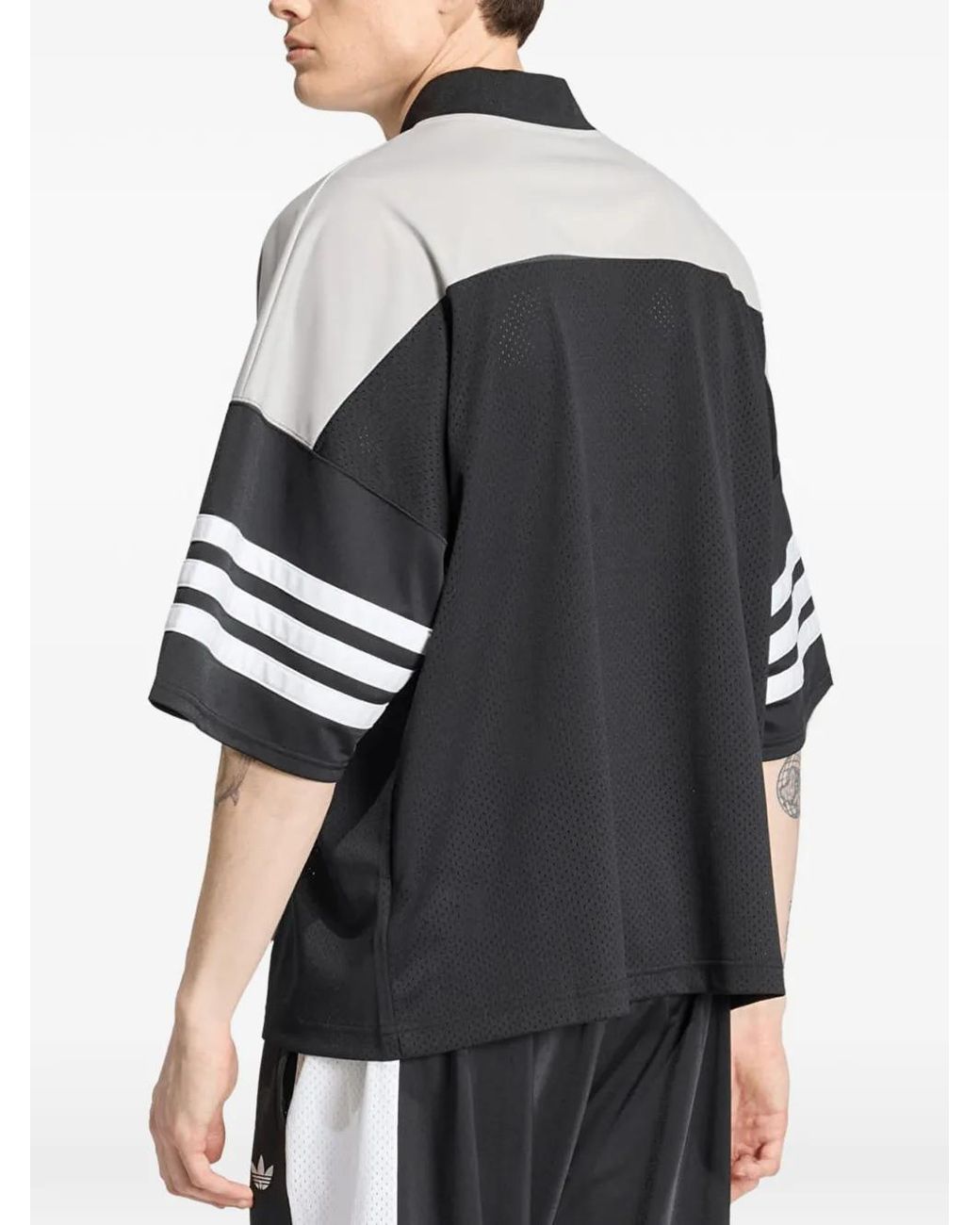 Adidas Black Mesh-Panelled Logo-Print T-Shirt for men