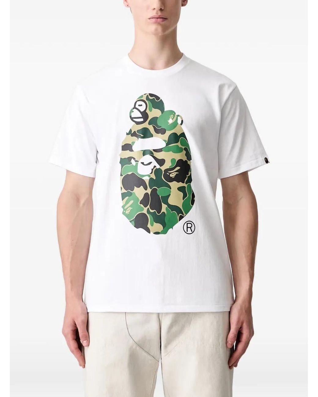 A Bathing Ape White Ape Head Camouflage-Print T-Shirt for men