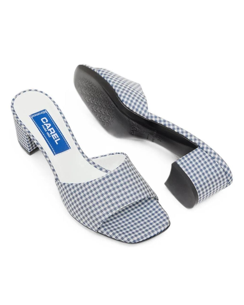 CAREL PARIS White Gina Gingham-Print Mules