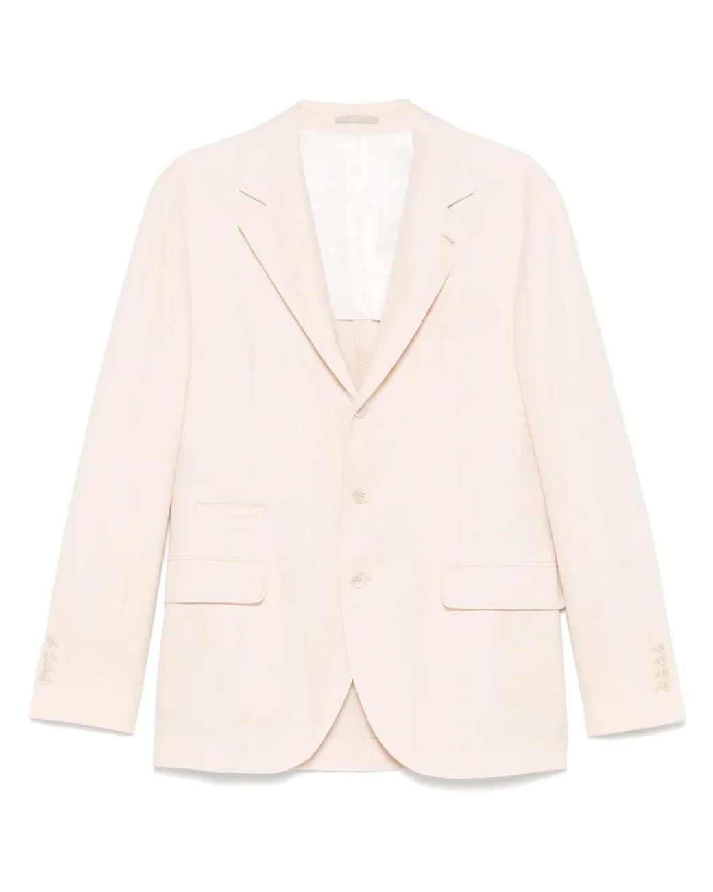 Brunello Cucinelli Natural Wool Blend Single-Breasted Jacket for men