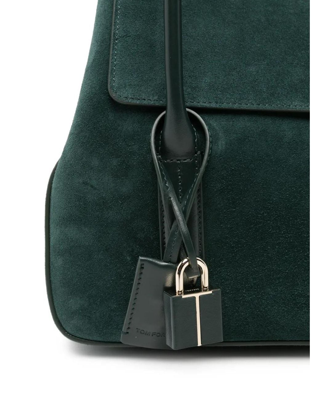Tom Ford Green Suede Leather Eclipse Medium Shoulder Bag