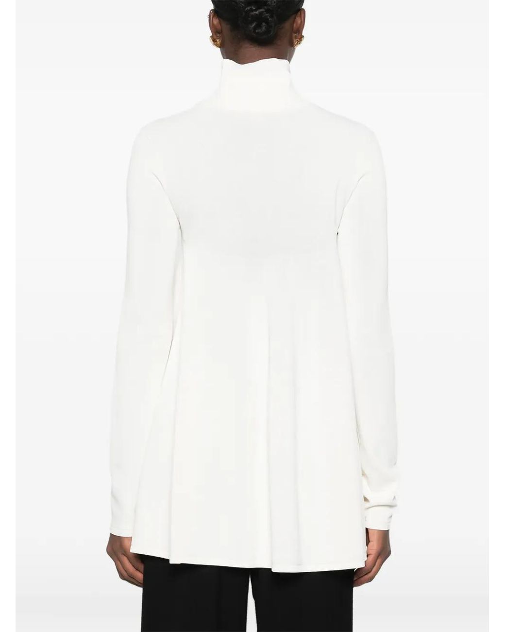 Totême White Crepe Turtleneck Sweater