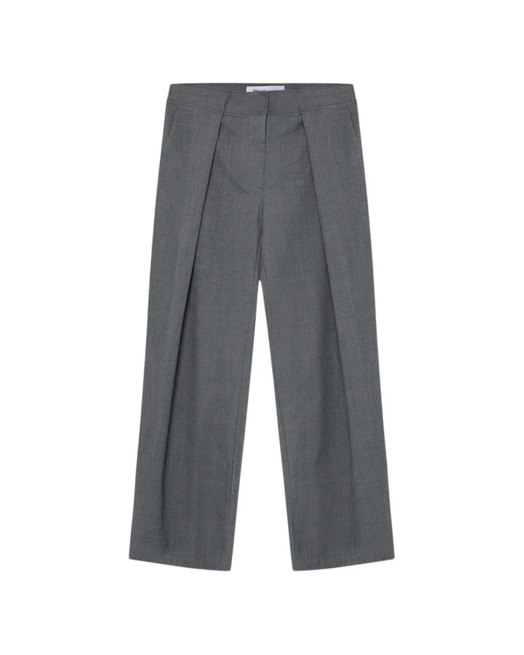 Won Hundred Gray Lulu Pleated Straight-Leg Trousers