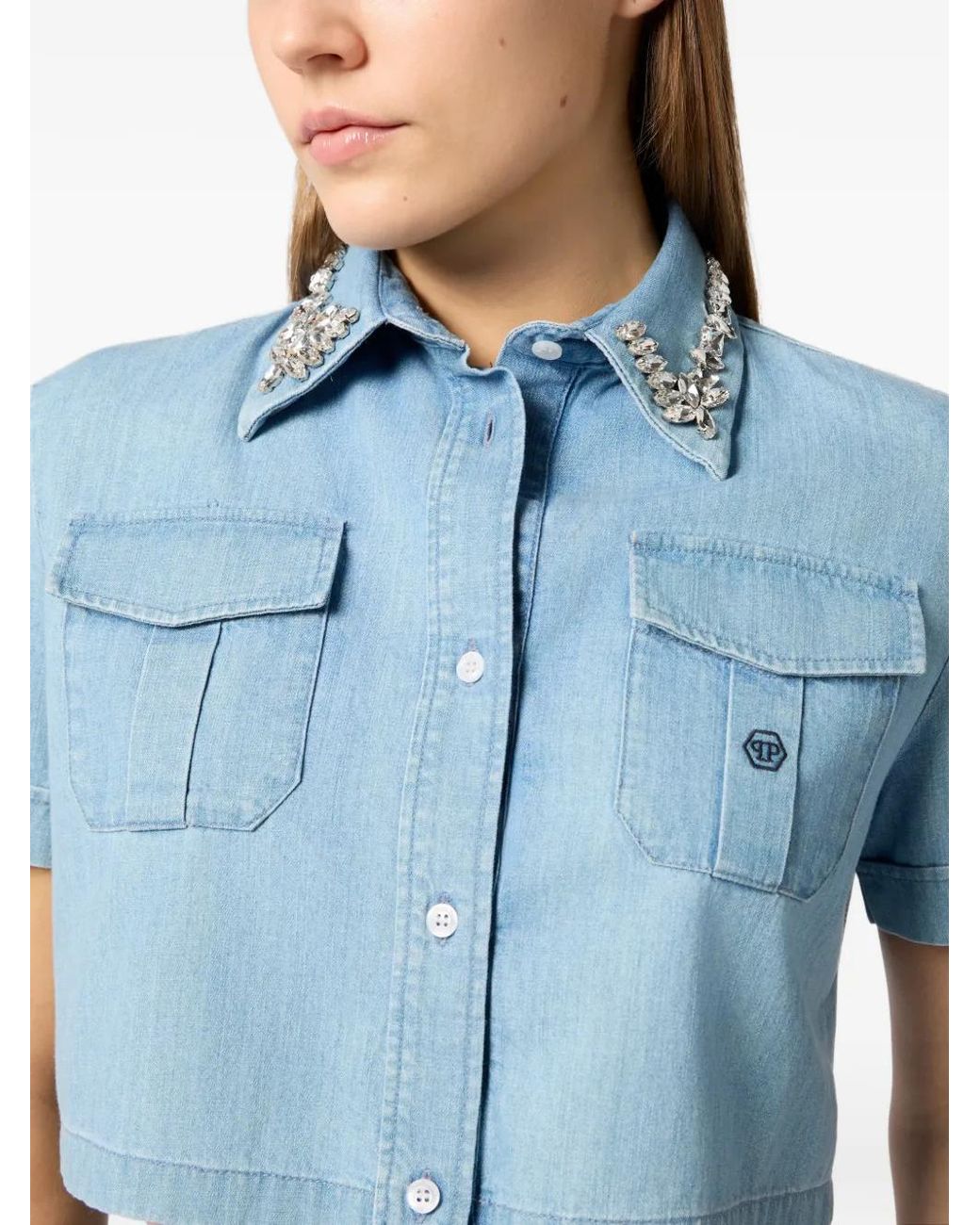 Philipp Plein Blue Short-Sleeves Shirt