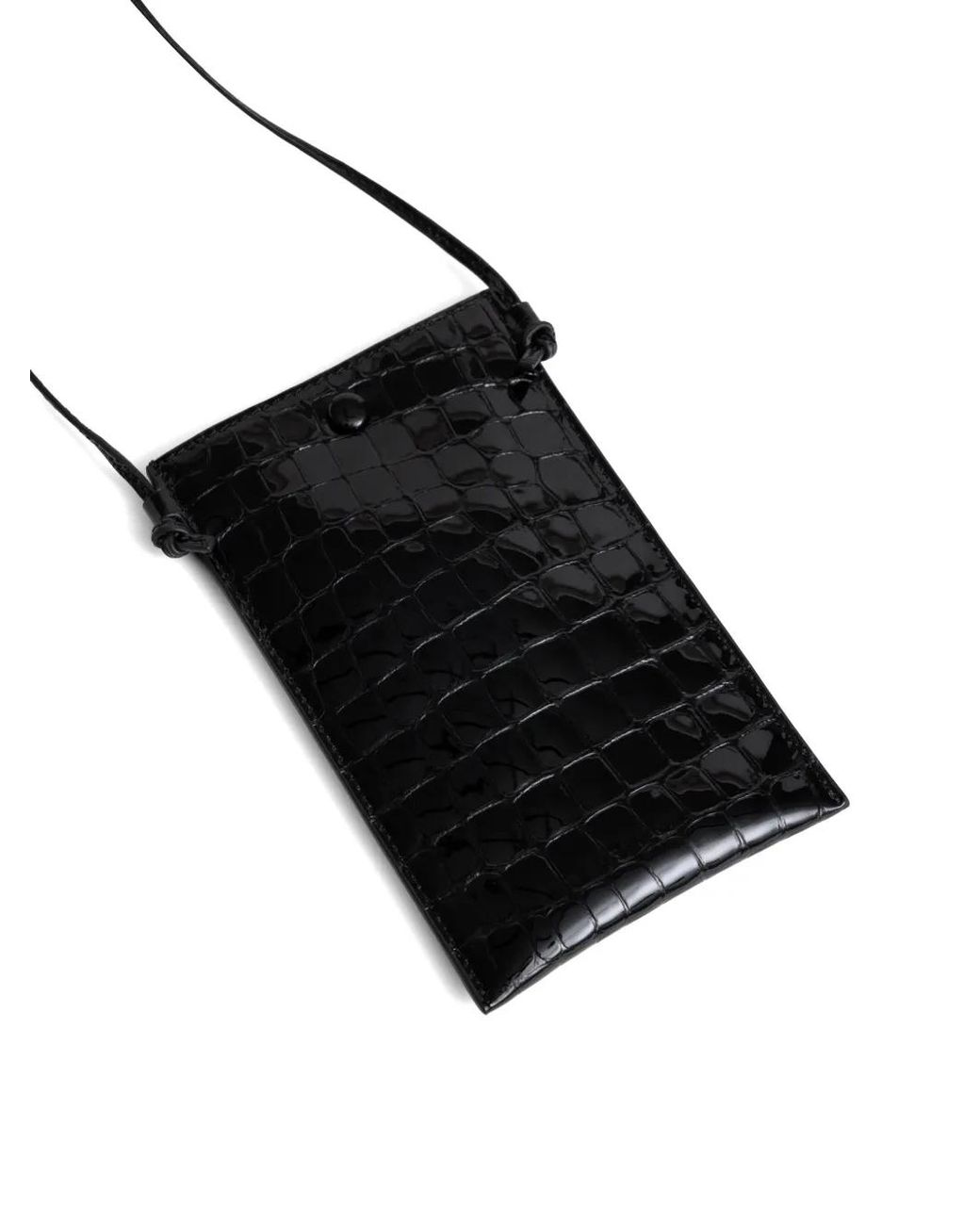 Yu Mei Black Luci Crocodile-Embossed Leather Crossbody Bag