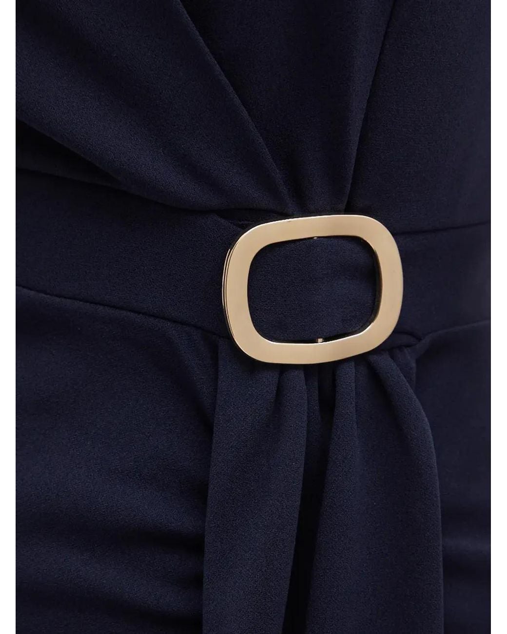 Morgan Blue Buckle-Detail Mini Dress