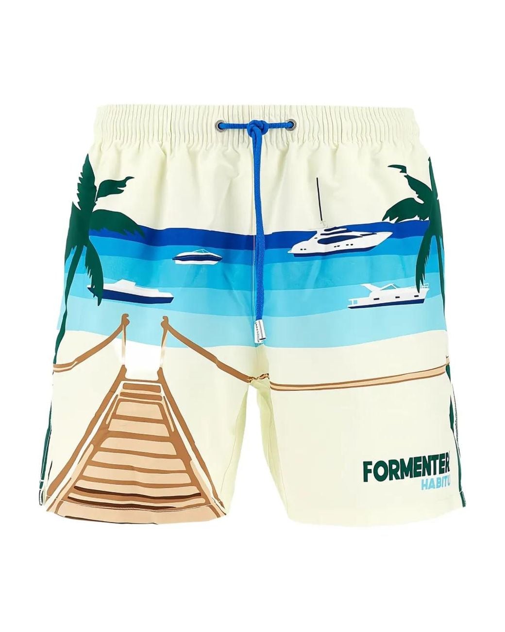 Mc2 Saint Barth Blue Graphic-Print Swim Shorts for men