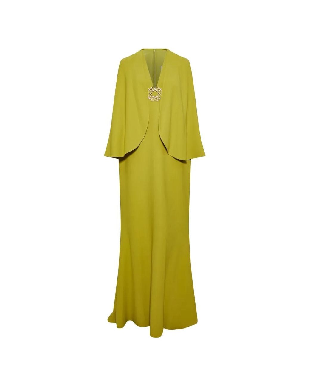 Elie Saab Green Cape Cady Embellished Maxi Dress