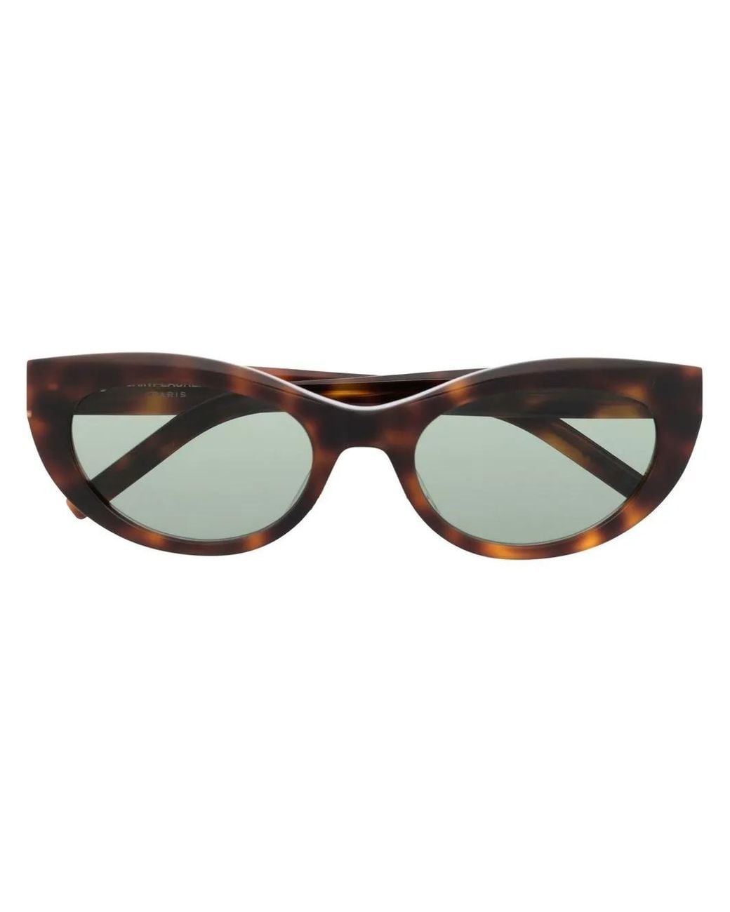 Saint Laurent Brown Tortoiseshell Logo-Plaque Sunglasses