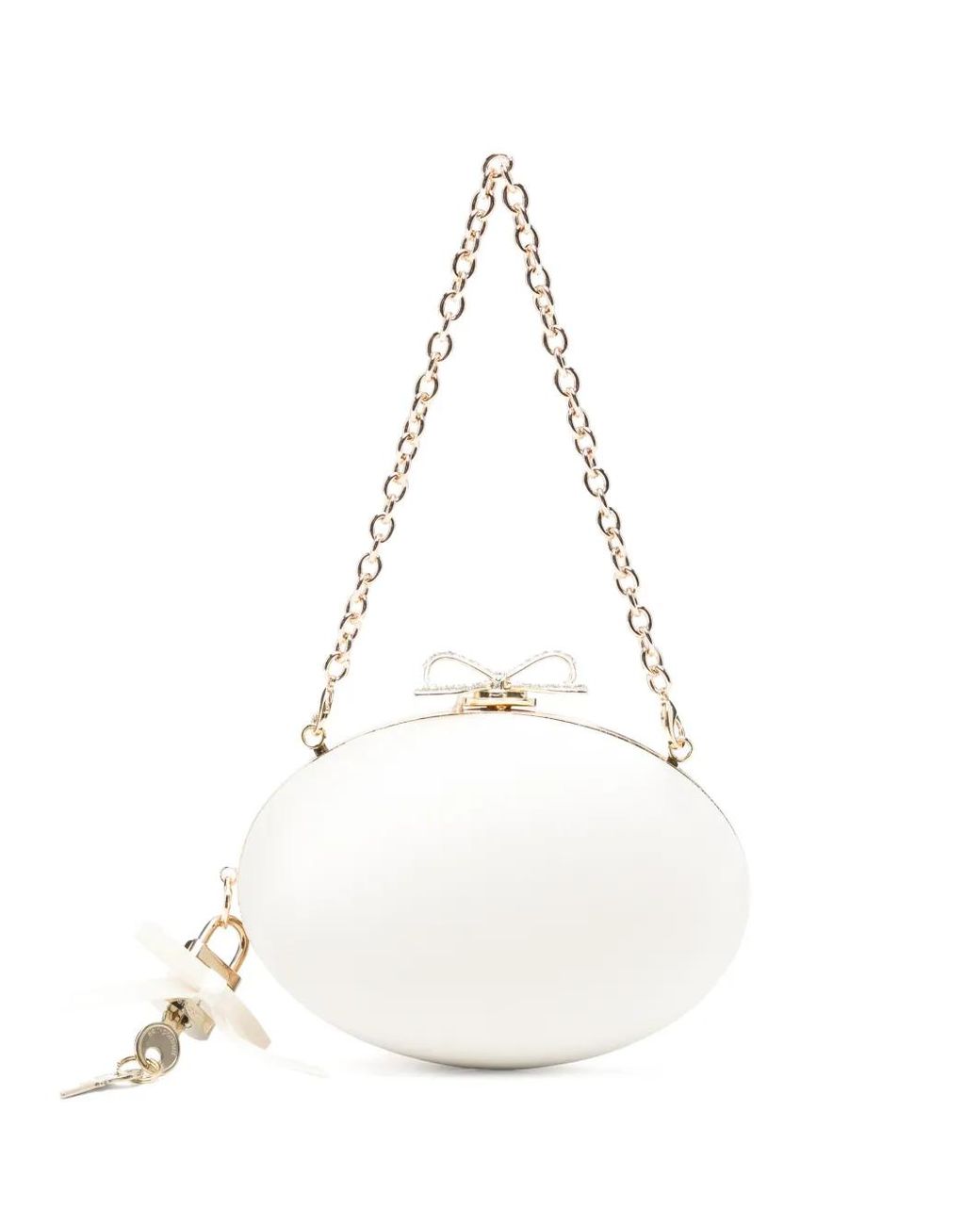 Self-Portrait White Bow-Detail Oval Clutch Bag