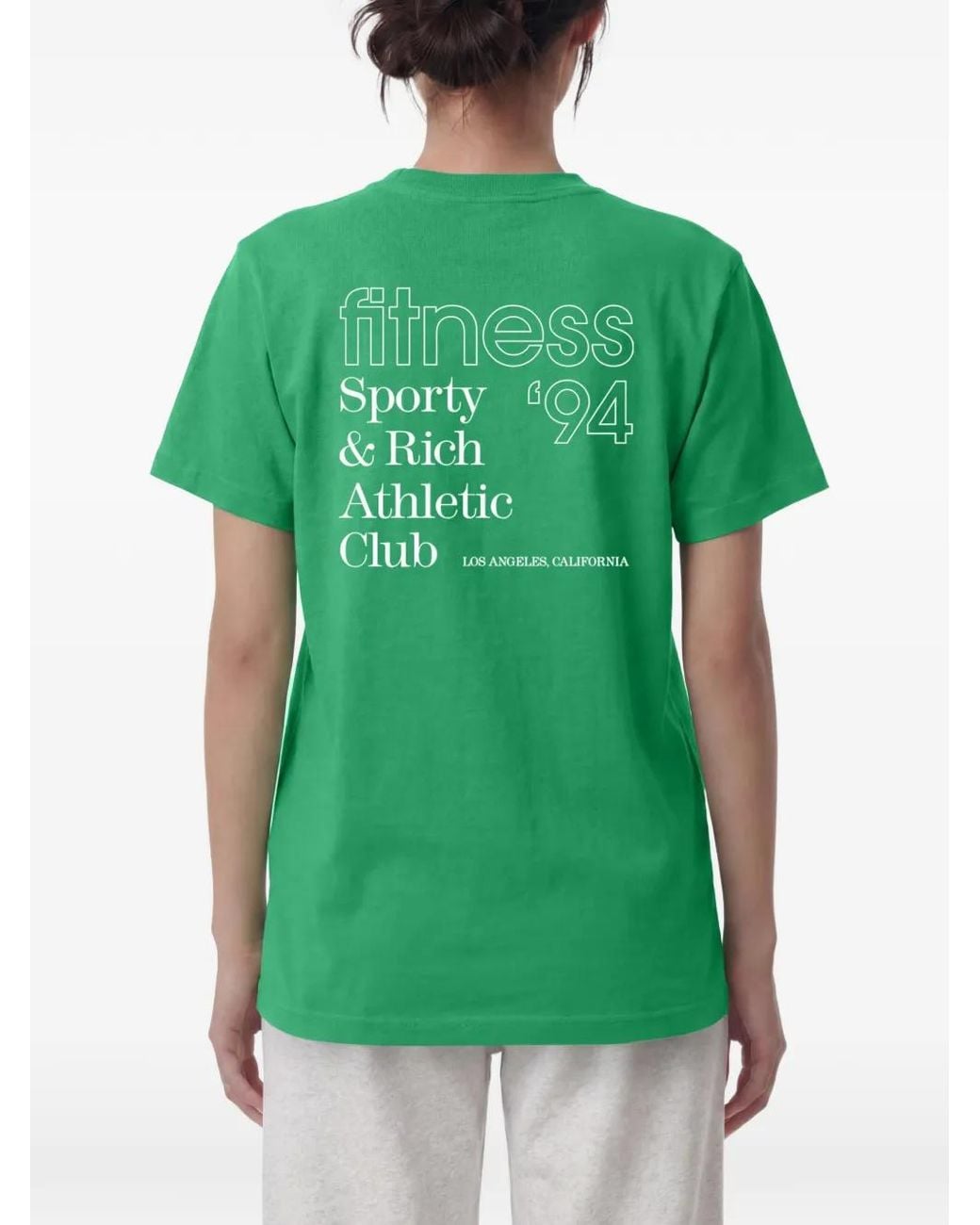 Sporty & Rich Green Fitness 94 Logo-Print T-Shirt