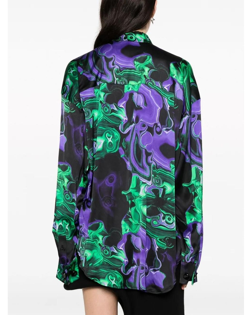 MSGM Green Graphic-Print Long-Sleeve Shirt