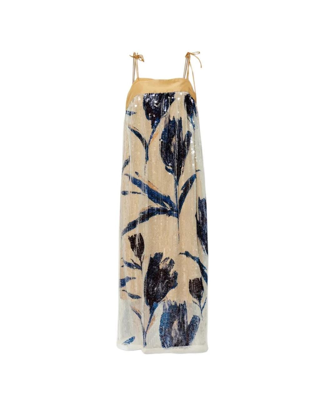 Munthe White Nara Sequin-Embellished Floral-Print Midi Dress