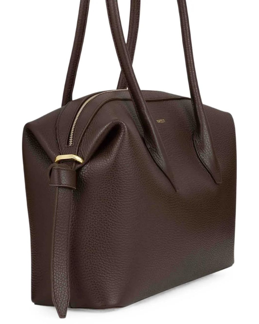 Yuzefi Black Brioche Grained Leather Shoulder Bag