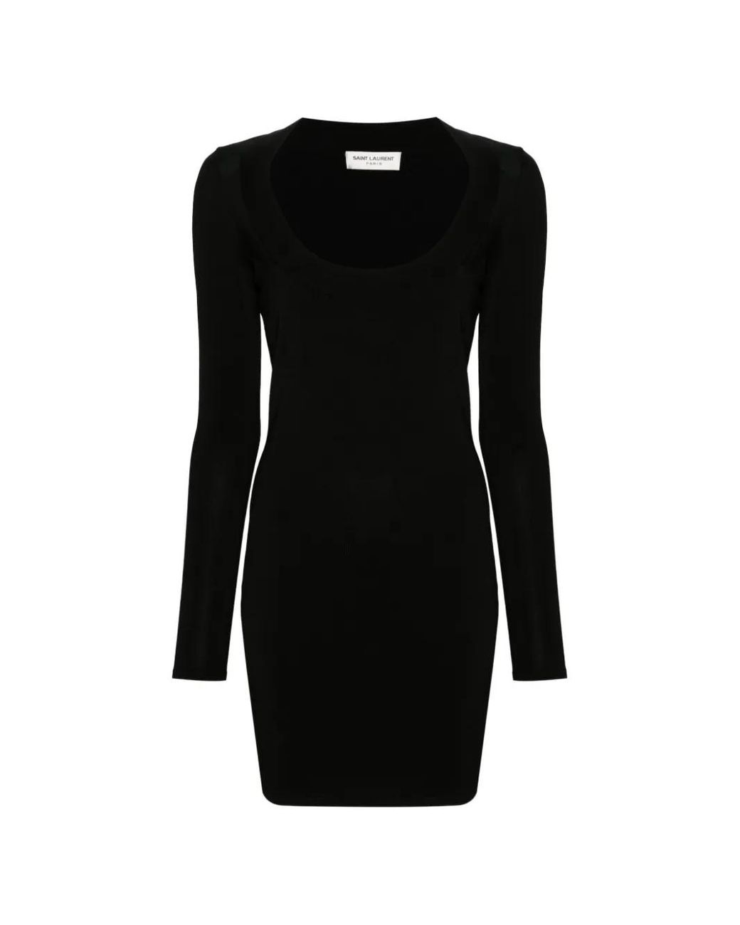 Saint Laurent Black Ribbed Knit Mini Dress