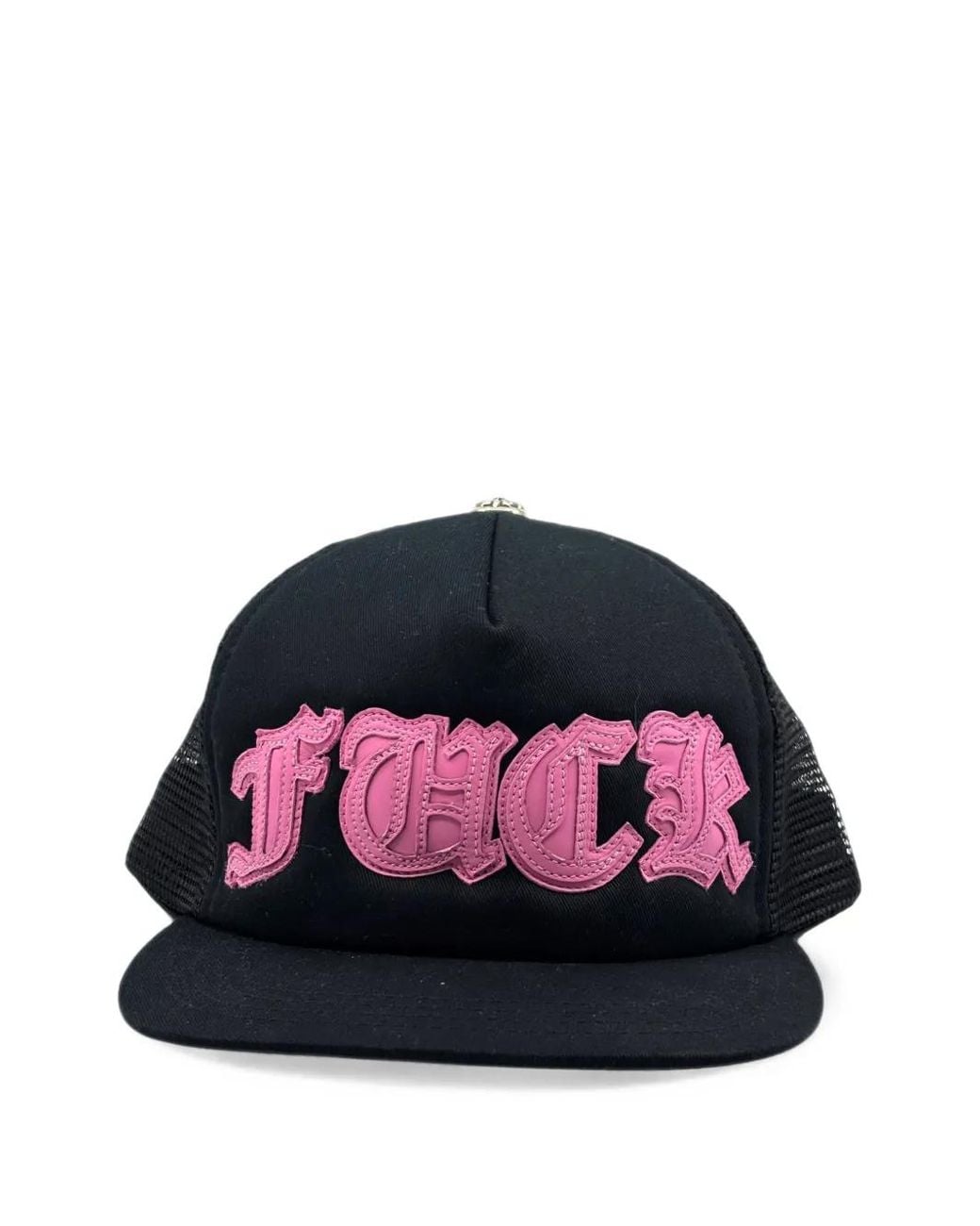 Chrome Hearts Black Leather-Patch Trucker Cap for men