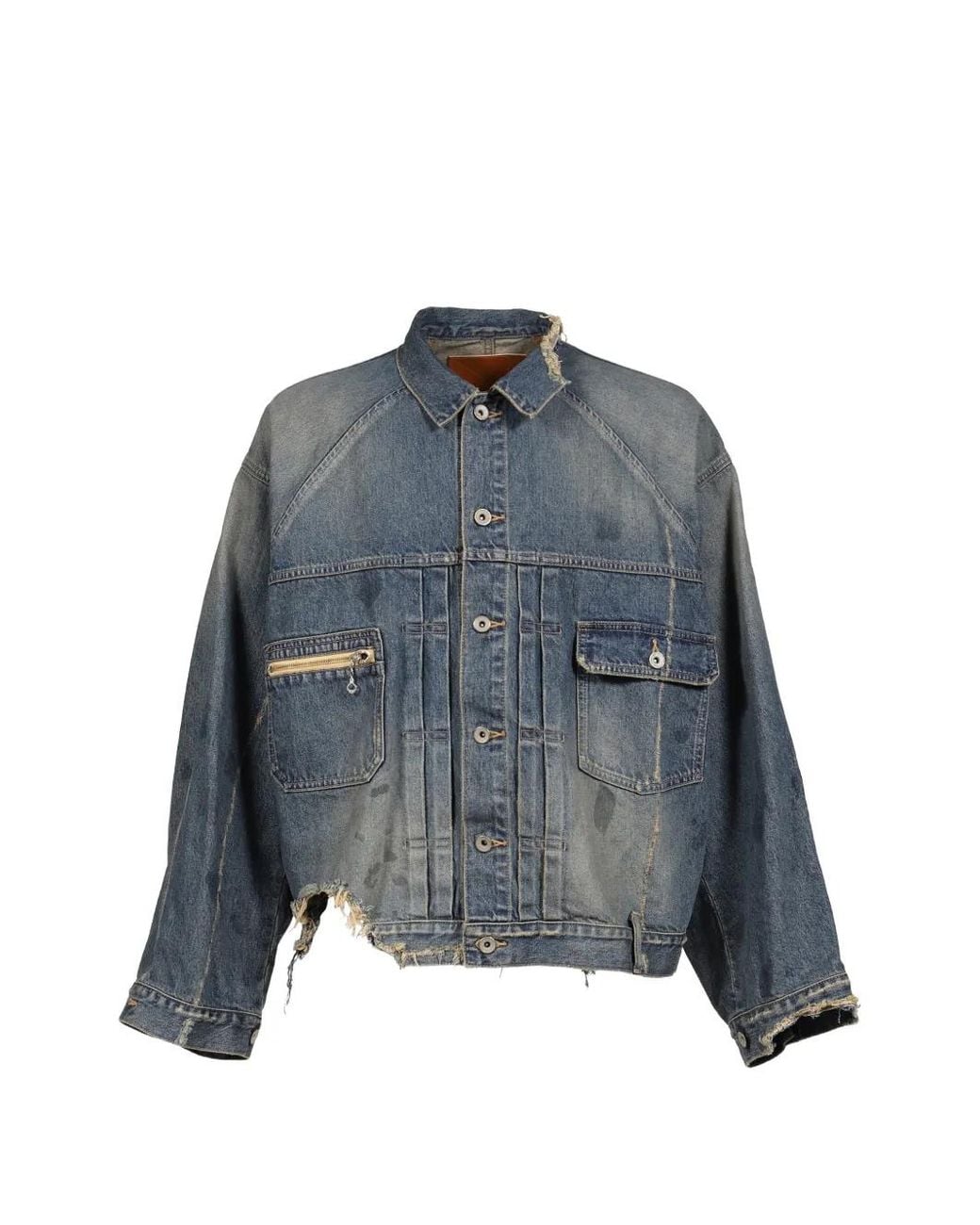 DAIRIKU Blue Veste En Jean 80Year À Effet Usé for men