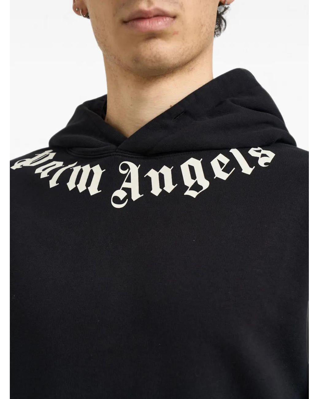 Palm Angels Blue Logo-Print Hoodie for men