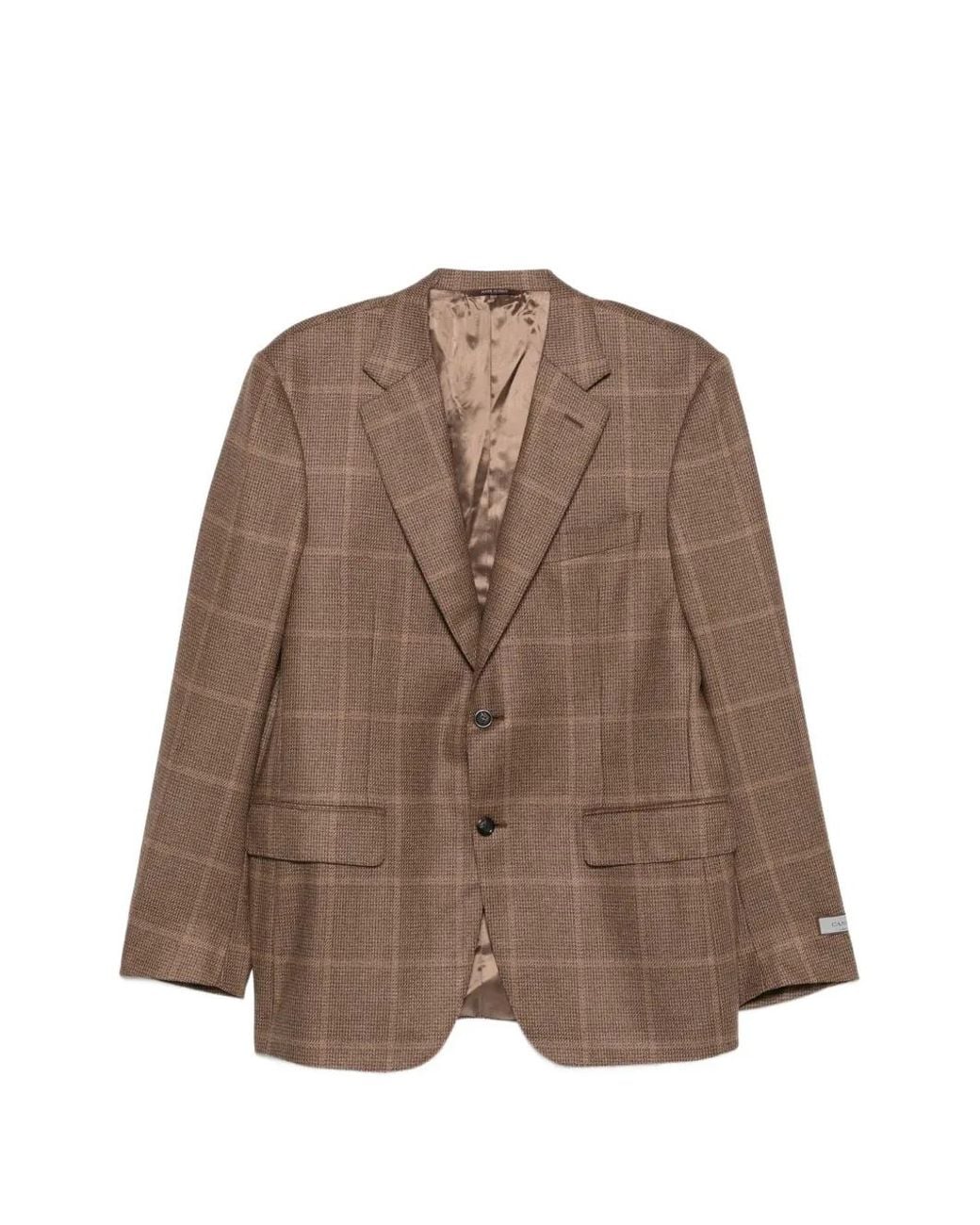 Canali Brown Check-Pattern Single-Breasted Jacket for men
