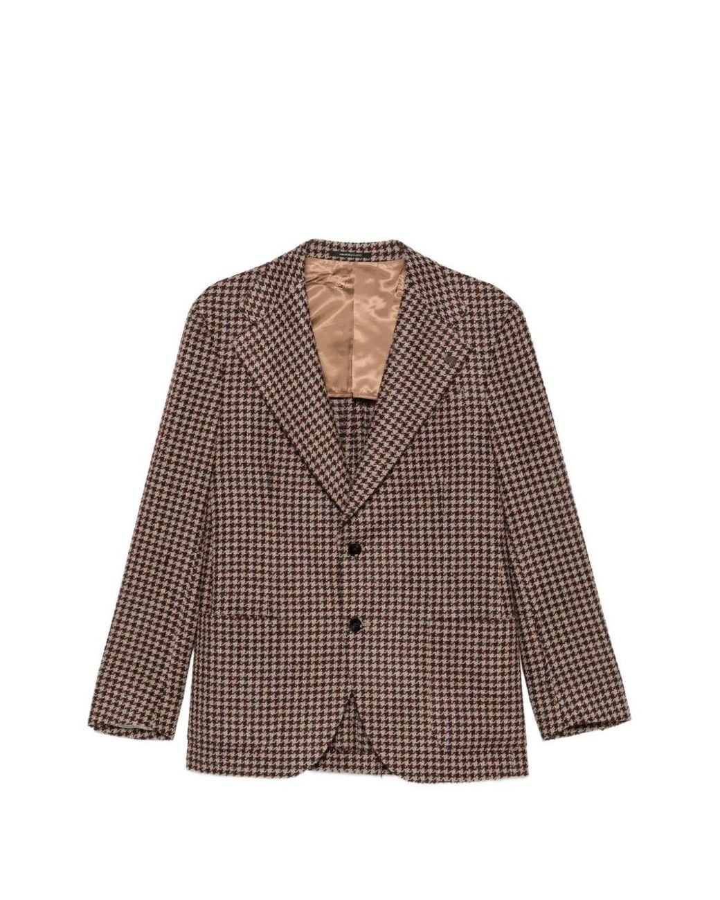 Gabriele Pasini Brown Veste À Motif Pied-De-Poule Et Revers Crantés for men
