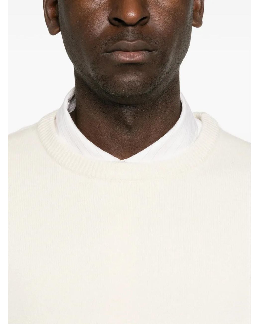 Extreme Cashmere White Mike Ribbed-Trim Cashmere Sweater