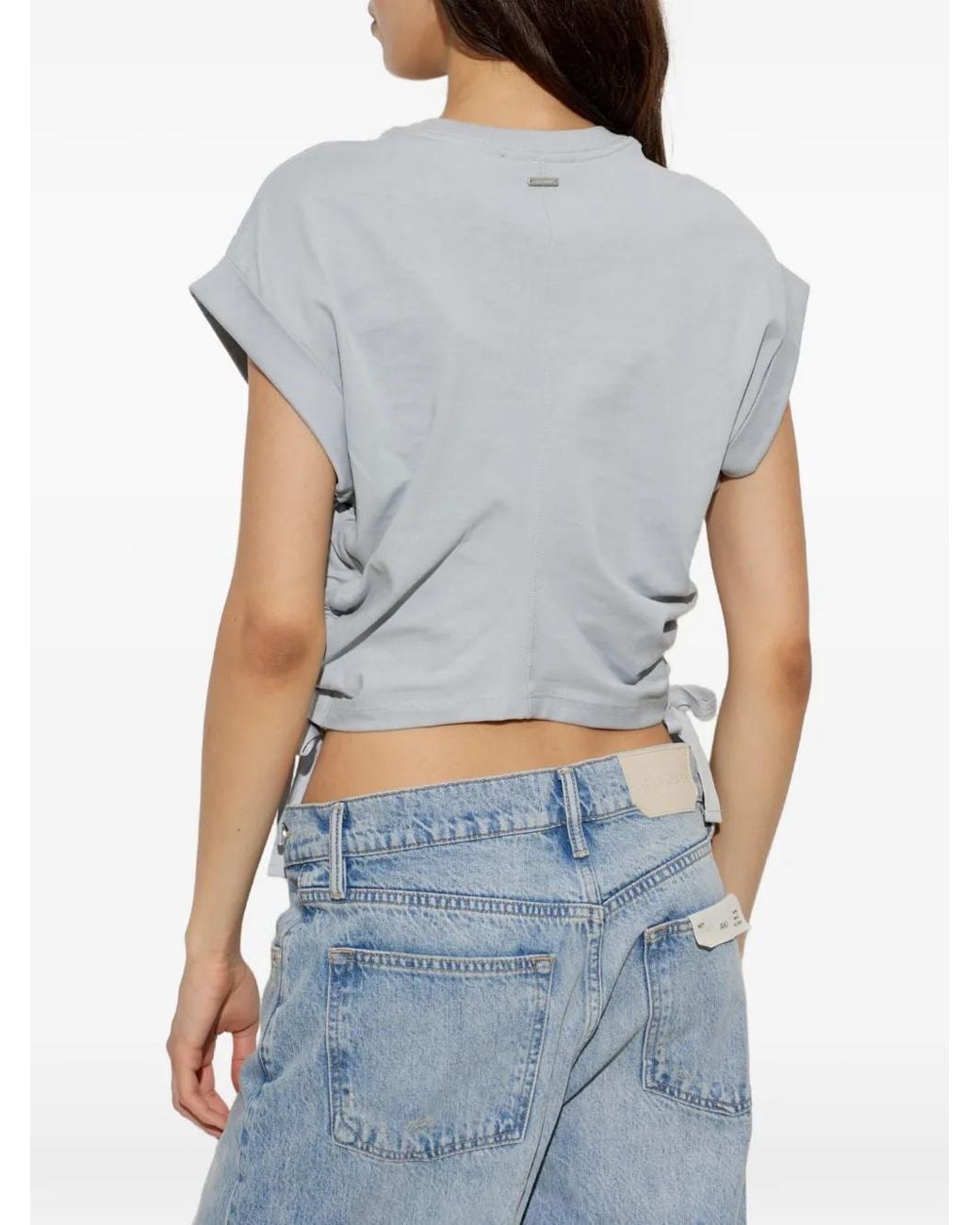 AllSaints Gray Mira Ruched-Side T-Shirt