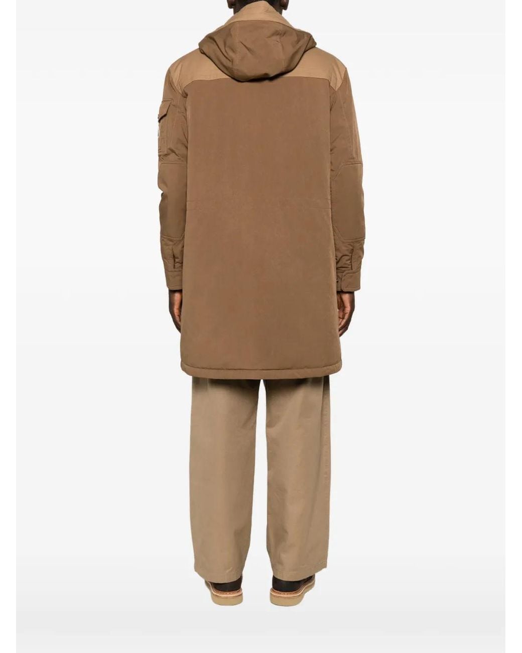 Moncler Brown Hooded Logo-Patch Coat for men