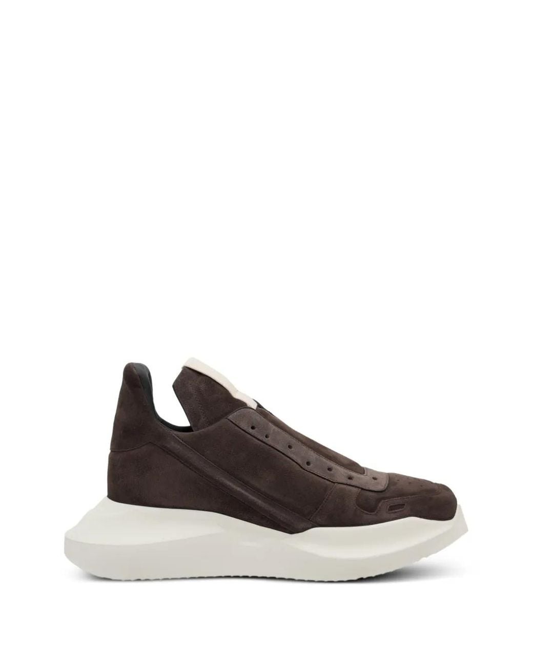 Rick Owens White Geth Runner Suede Slip-On Sneakers for men
