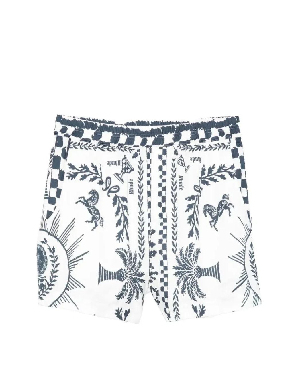 Rhude White Graphic-Print Shorts for men