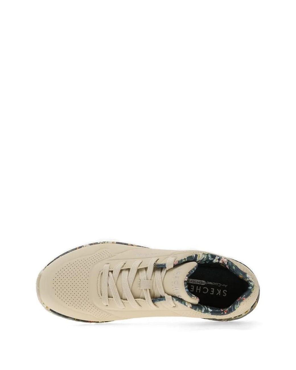 Skechers White Uno Floral-Print Perforated Sneakers