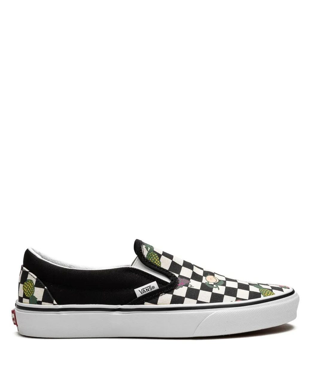 Vans Black Classic Slip On "Fruit Checkerboard" Sneakers