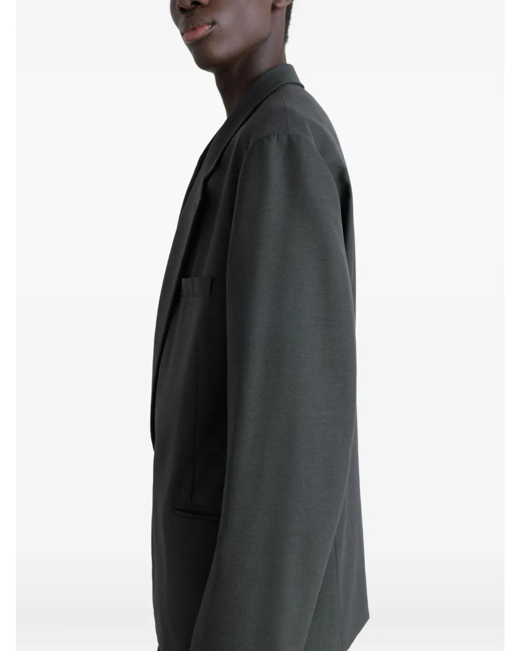 Lemaire Black Double-Breasted Blazer for men