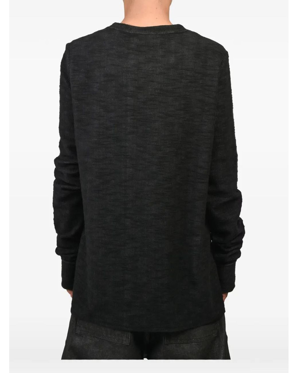 FILTH Black Ribbed-Knit Thumb-Slot Long-Sleeve T-Shirt for men