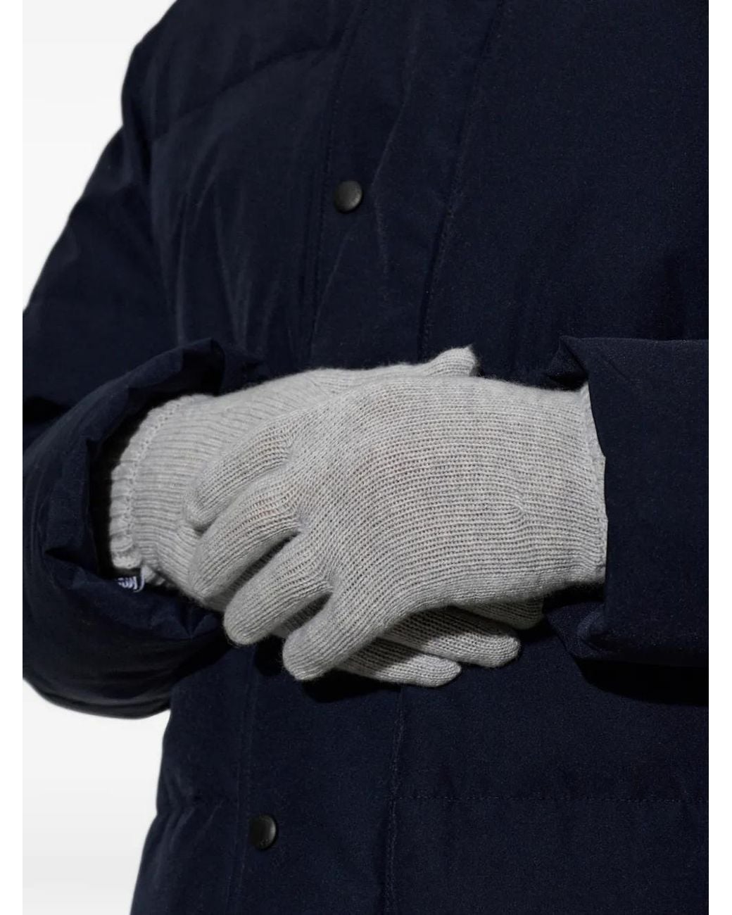 Moschino Gray Logo-Patch Ribbed-Cuff Gloves