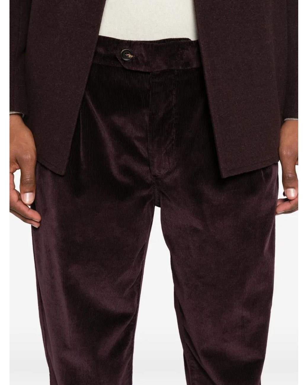 Eleventy Black Pleated Corduroy Trousers for men